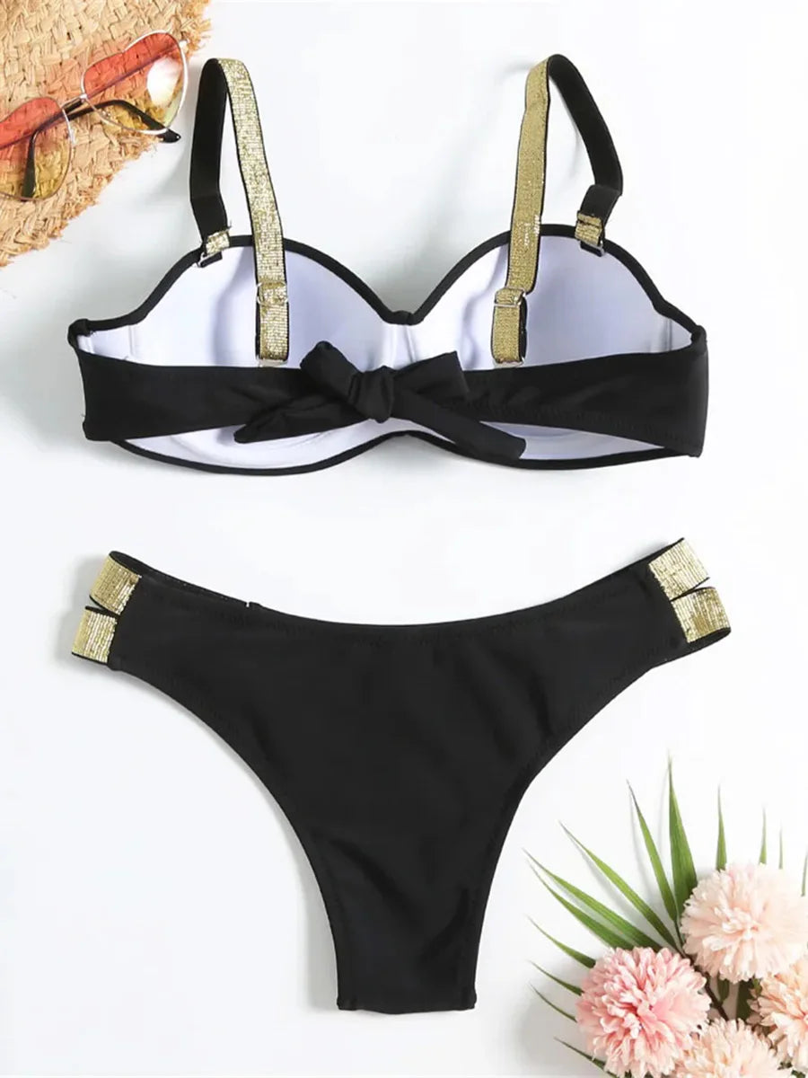 Underwired Push Up Bikini Women Swimsuit Female Swimwear Two-pieces Bikini set With Bra Cup Bather Bathing Suit Swim Beachwear