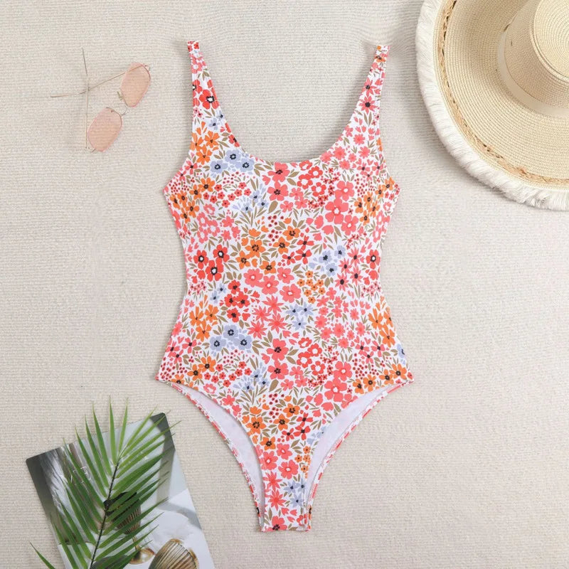 Retro Floral One Piece Swimsuits Closed Women's Swimwear Push Up For Swimming Wear Body Bathing Suits Beachwear Pool Bather
