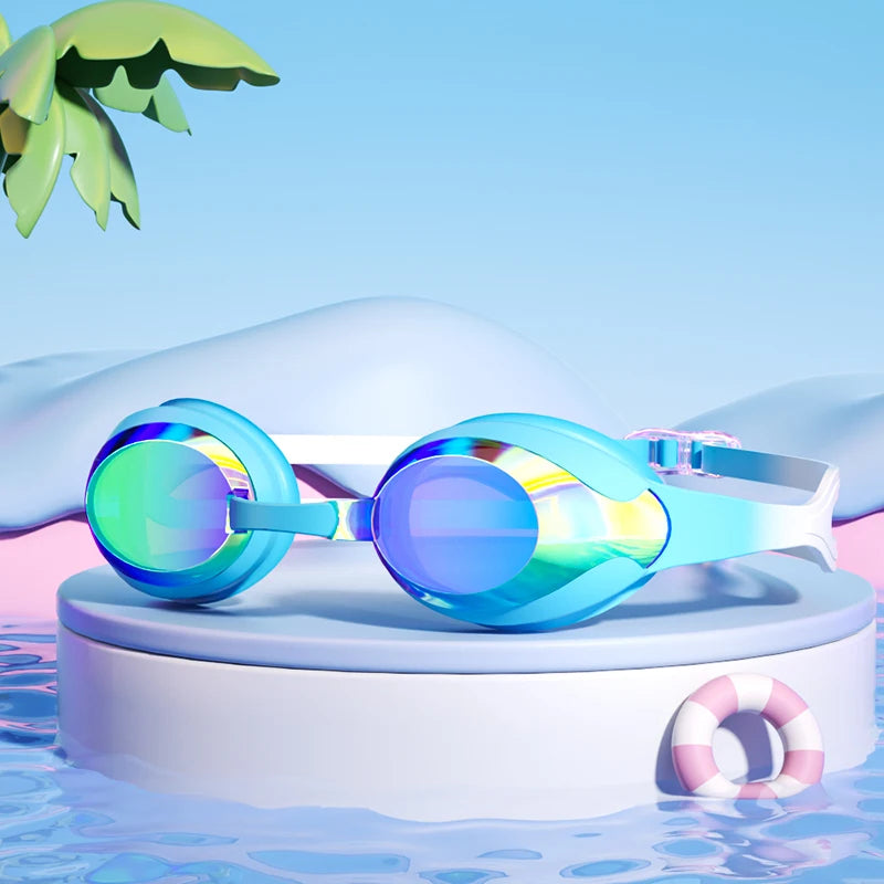 Kids Swimming Goggles Anti-fog Waterproof HD View Children Swim Goggles for Boys and Girls Electroplate and Clear Lens to Choose