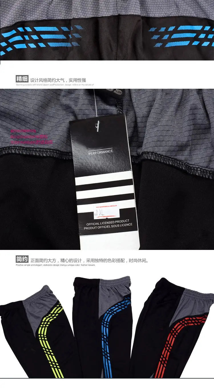 Summer Men Sports Striped Cropped Pants Fitness Running Riding Train Quick Drying Breathable Loose Thin Large Size Shorts