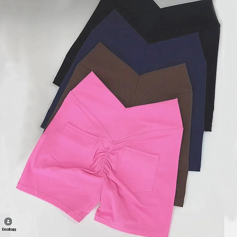V Back Waist Scrunch Yoga Pant Women Sport Legging Gym Squat Proof Fitness Pant Hip Lift Workout Shorts Tights Active Wear