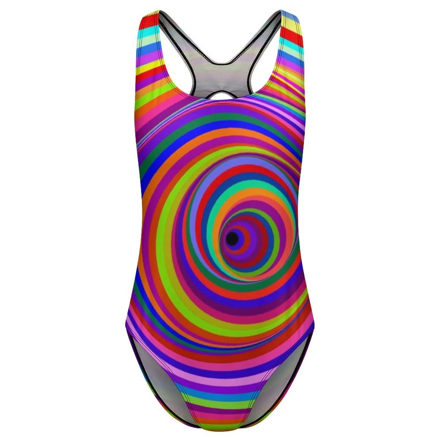 Hypnotic Psychedelic Swimsuit Vertigo Hole Print Women Swimwear One Piece Kawaii Bodysuit Fitness Push Up Hollow Out Bathers