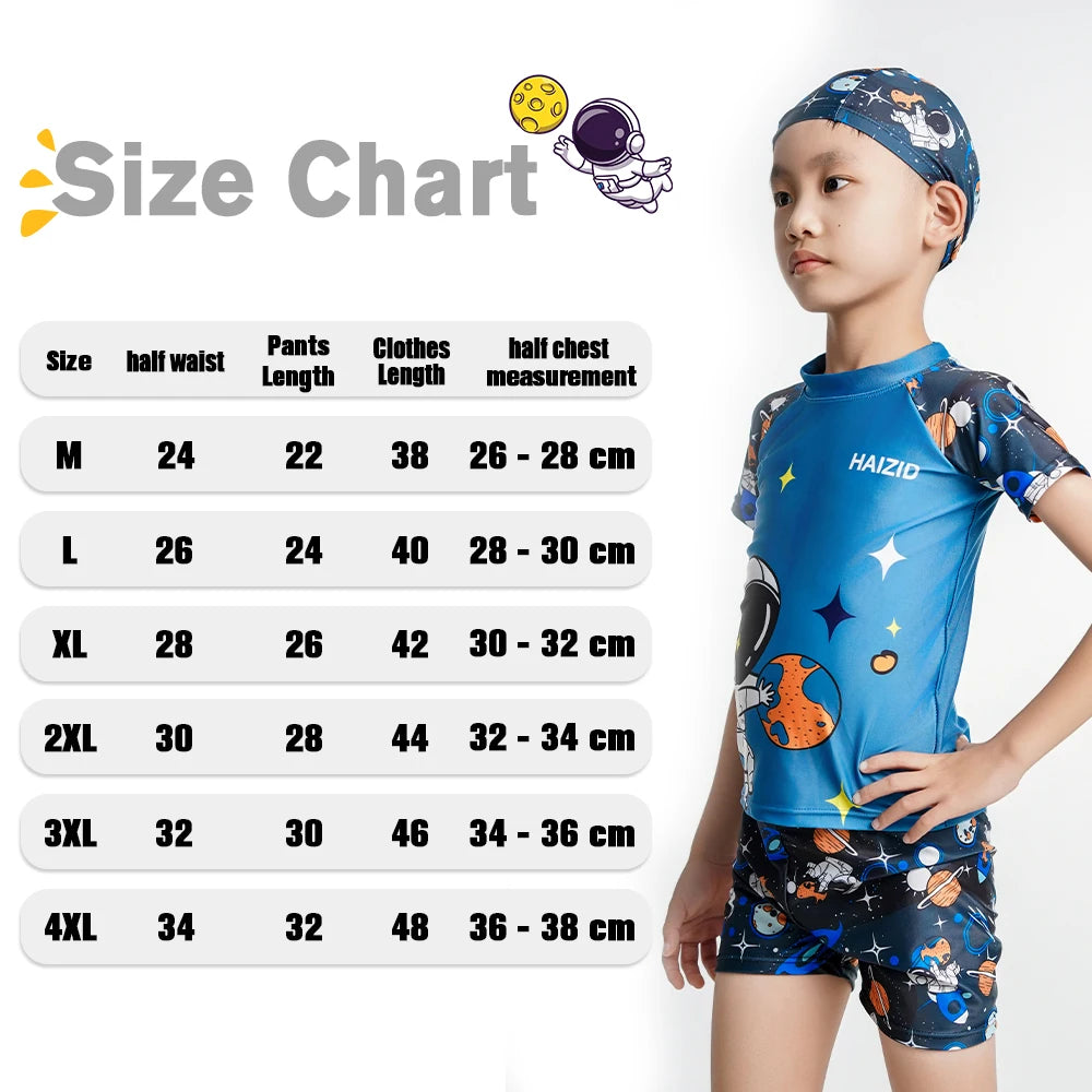 Children's Swimsuit Cartoon Pattern Children's Swimwear Boys Split Design Suitable Swimming Suit Beachwear with Hat
