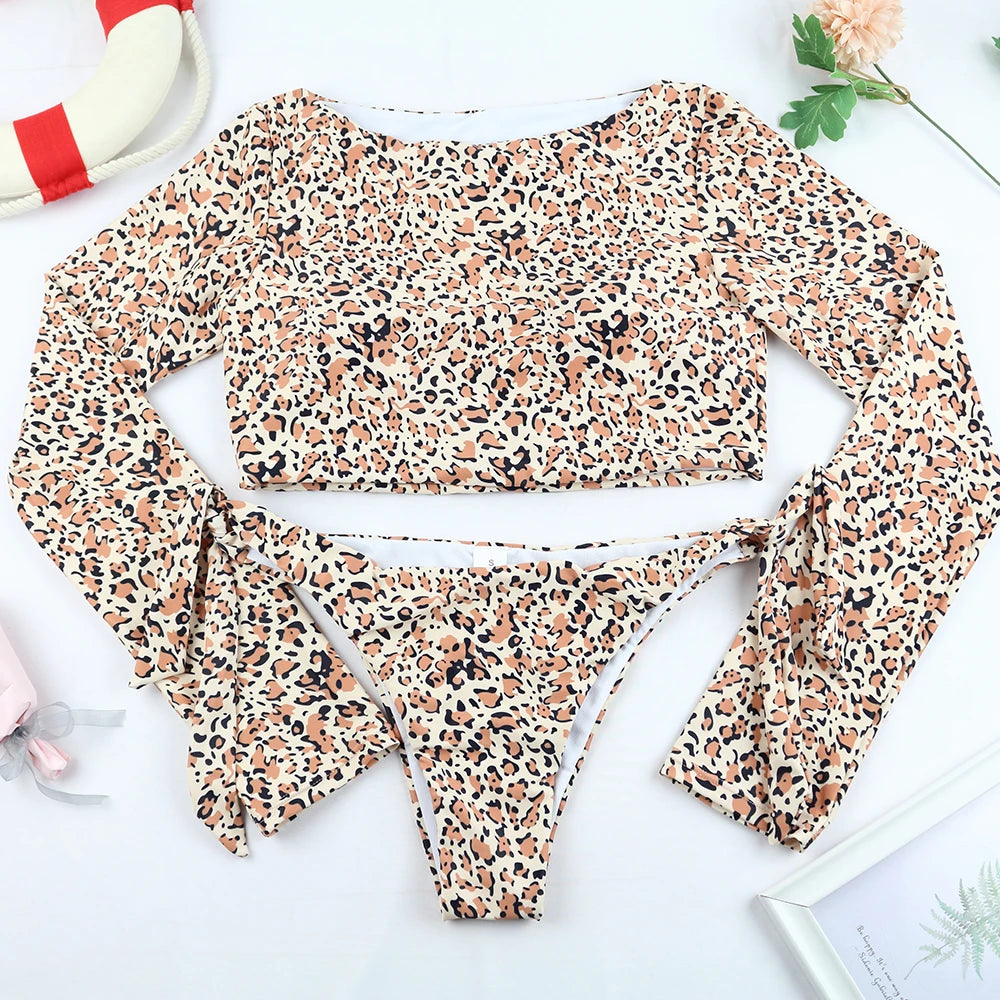 Women Swimsuit Female Swimwear Long Sleeve Bikini Set Brazilian Beachwear Surfing Swimming Bathing Suit