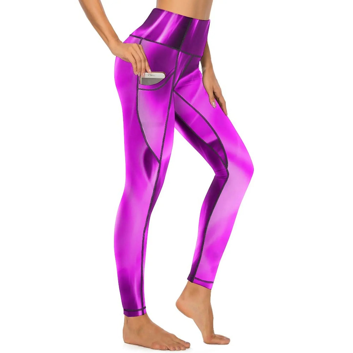 Red Fire Yoga Pants Pockets Abstract Print Leggings Push Up Kawaii Yoga Sports Tights Quick-Dry Workout Gym Leggins