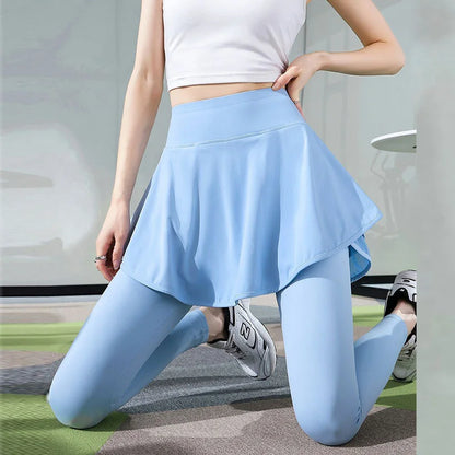 Tummy Control Skirted Legging Gym with Pocket Sports Leggings High Waist Workout Pants Tennis Pickleball Running Capris