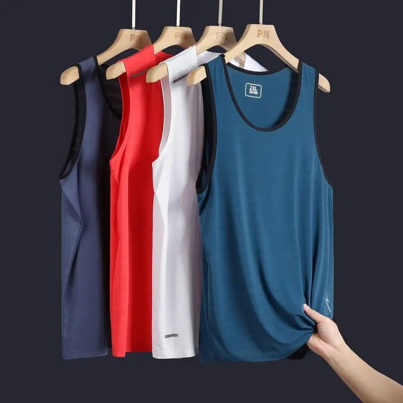 Oversized Men Basketball Gym Cool Breathable Tank Top Summer Big Size Thin Quick Dry Ice Silk Sleeveless Joggers Sports Vest 8XL