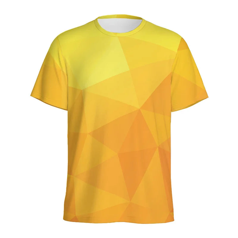 Men's T-Shirts Colorful Polygonal Pattern 3D Print Sports Shirt Woman Gym Summer Short Sleeve Fitness Sportswear Round Neck Tops