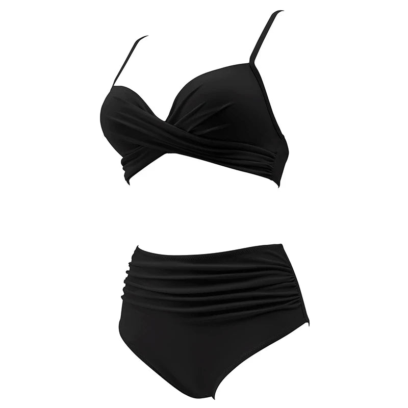 Two Pieces Swimsuits Women Bikini Set Beachwear Push Up Solid Summer Bathing Suit Triangle Bikini Swimwear Low Waist