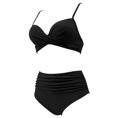 Two Pieces Swimsuits Women Bikini Set Beachwear Push Up Solid Summer Bathing Suit Triangle Bikini Swimwear Low Waist