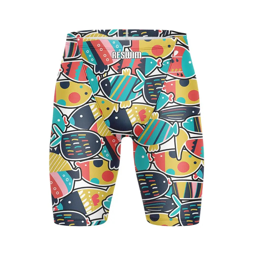 Summer Swimming Trunks Men's Professional Tights Swim Jammer Swimwear Outdoor Beach Printed Durable Training Surfing Swim Shorts