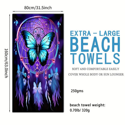Butterfly Beach Towel, Super Soft Absorbent Bath Towel, Extra Large Travel Towel for Sports Pool Swimming Pool Bathroom Camping