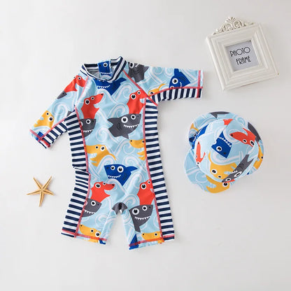 UV Baby Boy Swimsuit One Piece Swimming Jumpsuit Ruffles Bathing Suit SPF 50 Long Sleeve Kids Swimwear for Girls 1-7 Years