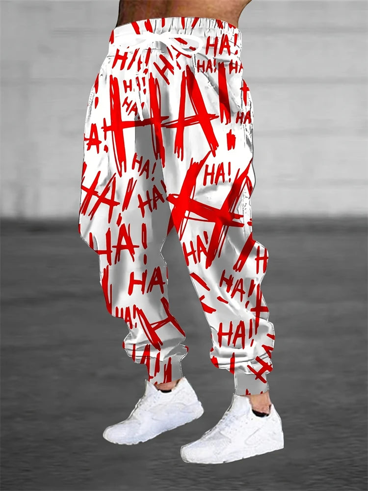 Men's Pants Stylish Abstract Print Outdoor Running Fitness Pants Relaxed Fit Comfortable Drawstring Sweatpants