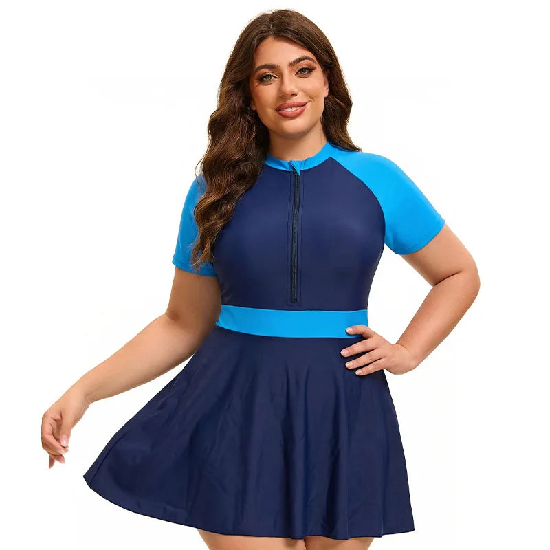 Womens Plus Size Two Piece Swimsuits Tummy Control Swimdress Slimming Push Up Full Coverage Beachwear XL-5XL Swimwear
