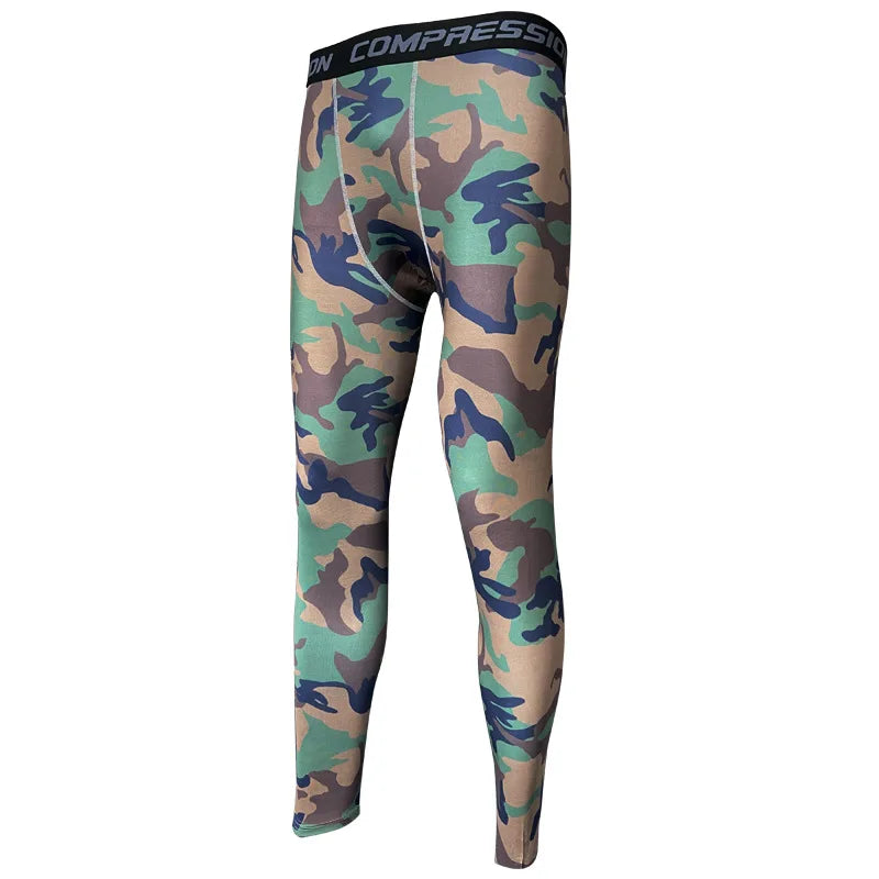 Men Camouflage Tights Man Fitness Compression Pants Quick-drying Rashguard Elastic Leggings for Gym Training