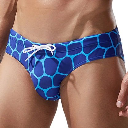 Swimwear Mens Low Rise Briefs Swimsuit Swim Trunks Elastic Waistband with Drawstring Cobble Graphic Lingerie Swimming