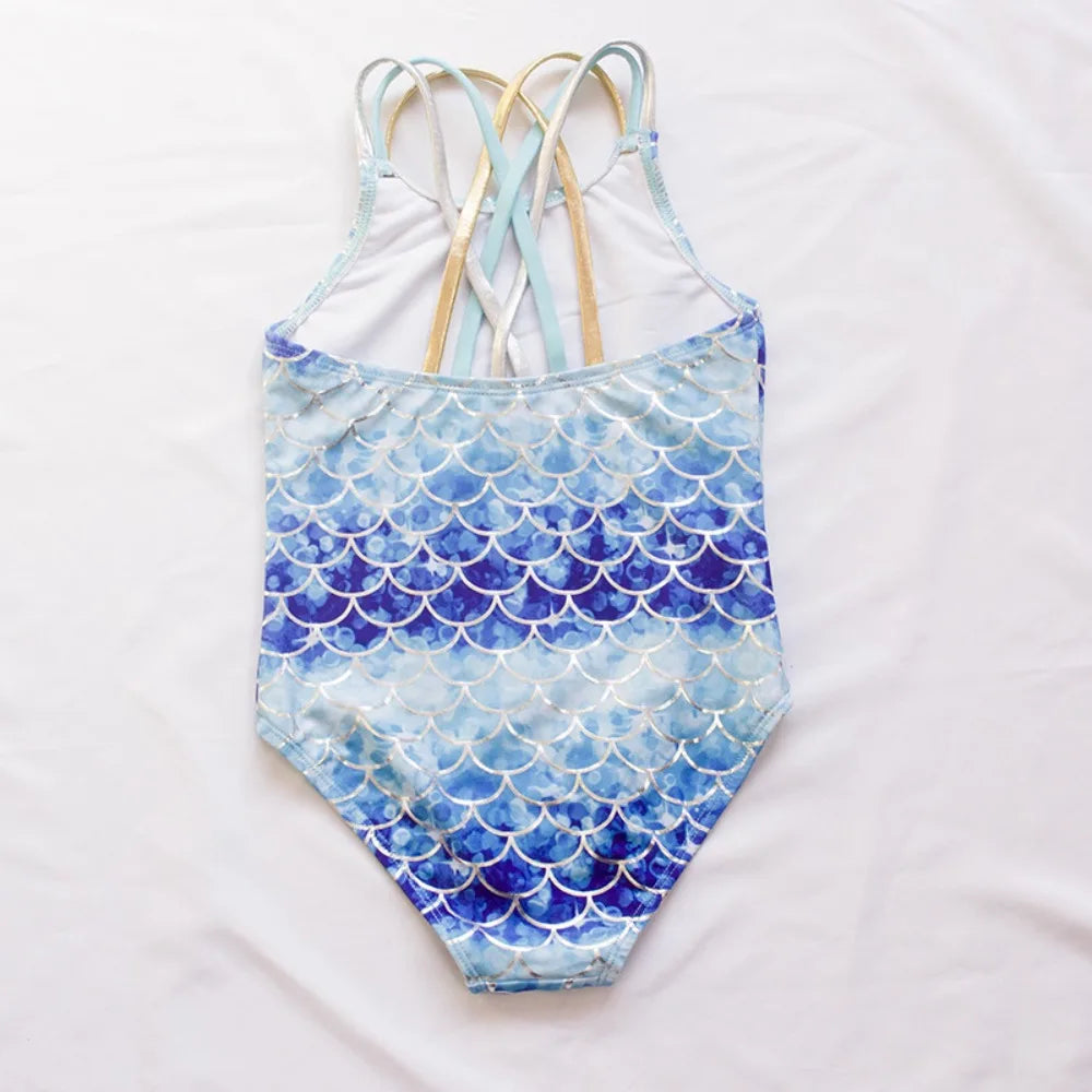 UV Teens Girl Swimsuit One Piece Swimming Jumpsuit Fish scale Bathing Suit SPF 50 Sleeveless Kids Swimwear for Girls 4-14 Years
