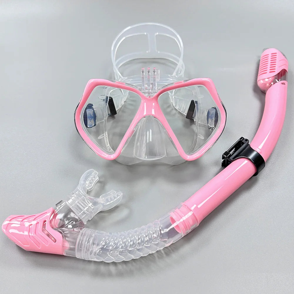 Snorkel Set Diving Mask For GoPro Underwater Sports Camera Anti-Fog Professional Swimming Goggles Dry Snorkeling Tube For Adults