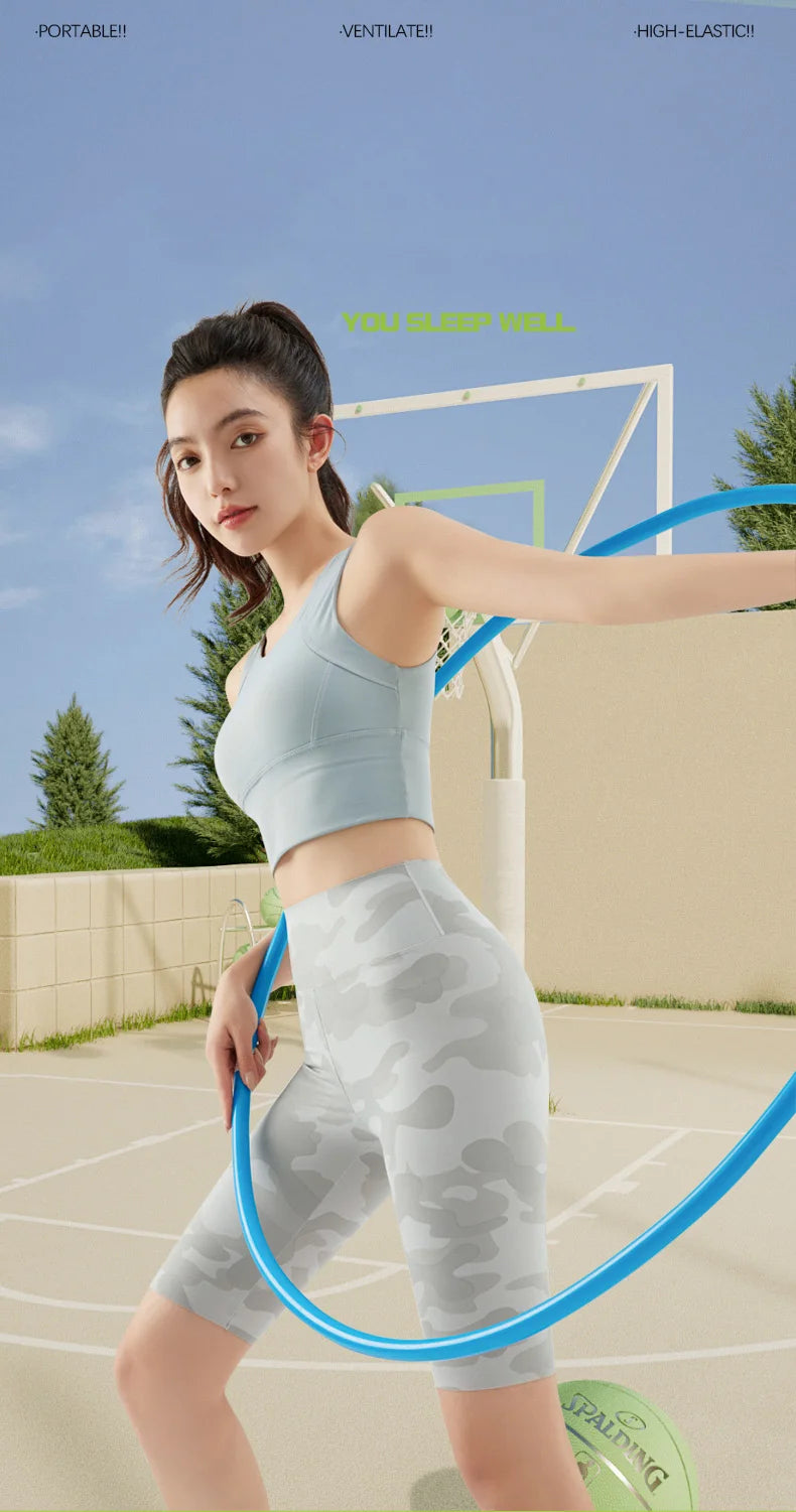 BIVIGAOS Summer Camouflage Green Sharkskin Biker Shorts Knee Length Short Leggings Women Casual Sports Cycling Shorts