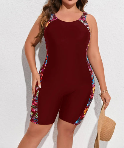 Solid Patchwork Plus Size Swimwear Women Strapped Push Up Large One Piece Swimsuit Summer Chubby Bathing Suit