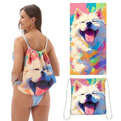 Microfiber Extra Large Lightweight Sand 2 in 1 Beach Towel Foldable Into Storage Bag 140x70cm Towel Travel Swimming