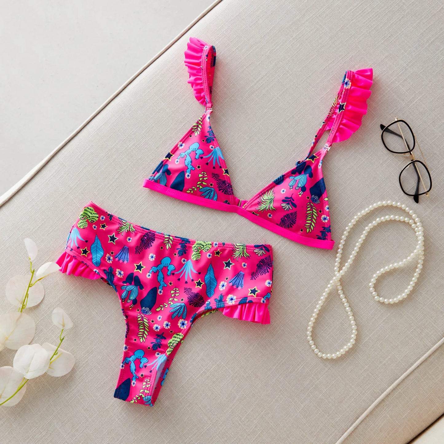 Brazilian Bikini Set Women Print Biquini Female Cut Bikinis Swimwear Push Up Swimsuit Bath Suit