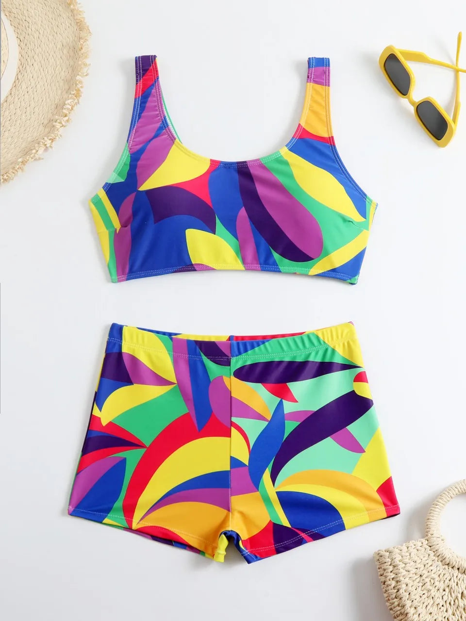 Sports Vest Strappy Bikini  Women High Waist Swimwear Female Printed Swimsuit Bathers Bathing Swimming Suit Beachwear