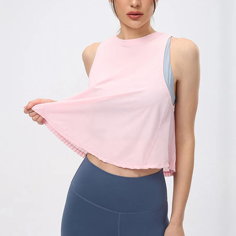 Summer Women's Yoga Shirt Sexy Sleeveless Mesh T-Shirt Sport Top Cover Up Quick Dry Gym Clothes Running Fitness Sportswear