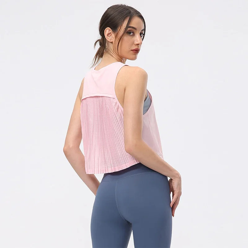 Summer Women's Yoga Shirt Sexy Sleeveless Mesh T-Shirt Sport Top Cover Up Quick Dry Gym Clothes Running Fitness Sportswear