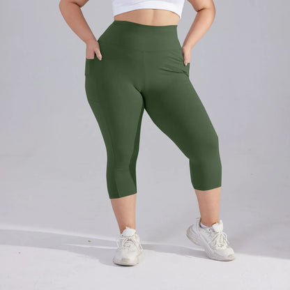 Plus size yoga pants for women Leggings fitness yoga pants with pocket summer sports cropped trousers