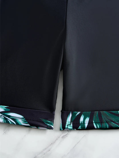 Long Sleeve Zipper Surfing Swimsuit Print Shorts Swimwear Women Two Pieces Diving Clothes Beachwear Bathing Swimming Suit