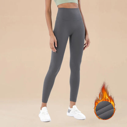 Nylon Winter Warm Leggings Yoga Gym Women's Pants Invisible Waist Pocket Soft Elastic High Waist Woman Clothing