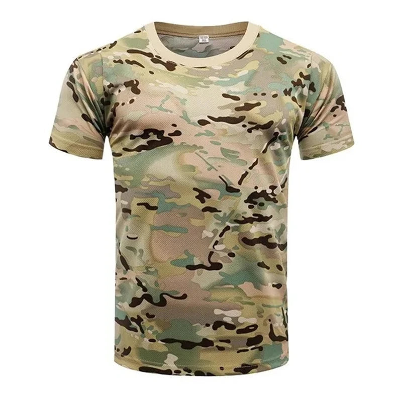 Military Camouflage Short Sleeves Men's Summer Quick Drying Sports T-shirt Outdoor Physical Training Tops Tactical T Shirts Tees