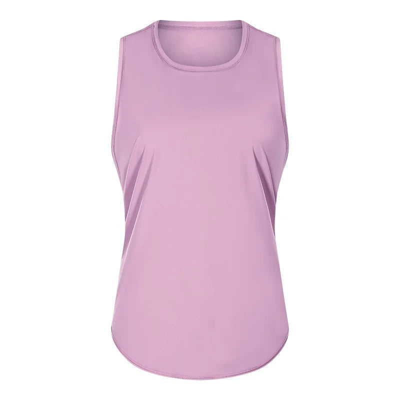Women Summer  Open-Back Yoga Vest for  Loose-Fit and Moisture-Wicking Sleeveless   Running Fitness Shirt