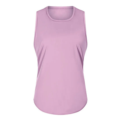 Women Summer  Open-Back Yoga Vest for  Loose-Fit and Moisture-Wicking Sleeveless   Running Fitness Shirt