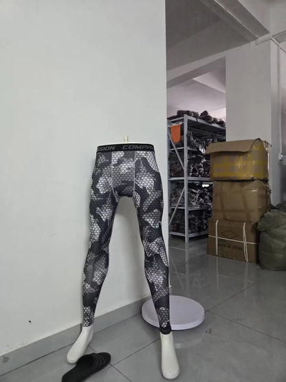Men Camouflage Tights Man Fitness Compression Pants Quick-drying Rashguard Elastic Leggings for Gym Training