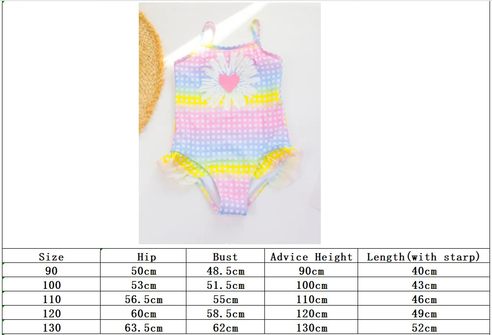 Girls Ruffle Bikini Swimsuit Gradient Leopard Floral Animal Kids Swimwear Children one piece bathers