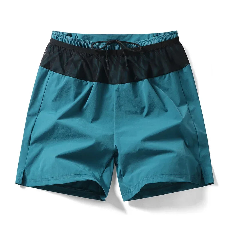 (S-5XL)Quick Dry Single Layer Marathon Trail Running Shorts with Mesh Net Waist Pouch for Fitness Workout Sport Shorts Men Teens