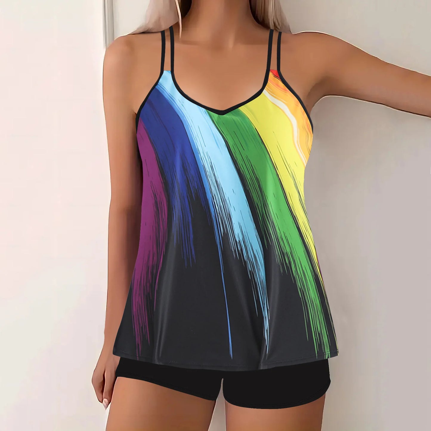 Gradient Beachwear Women Tankini Swimsuit Sleeveless Two-Piece Tank Tops Female Swimwear Bathing Summer Fashion Tankini Set