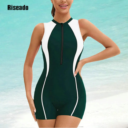 Riseado Female One Piece Korean Swimsuit abdomen control with Shorts Boyshort Sport Bathing Suit