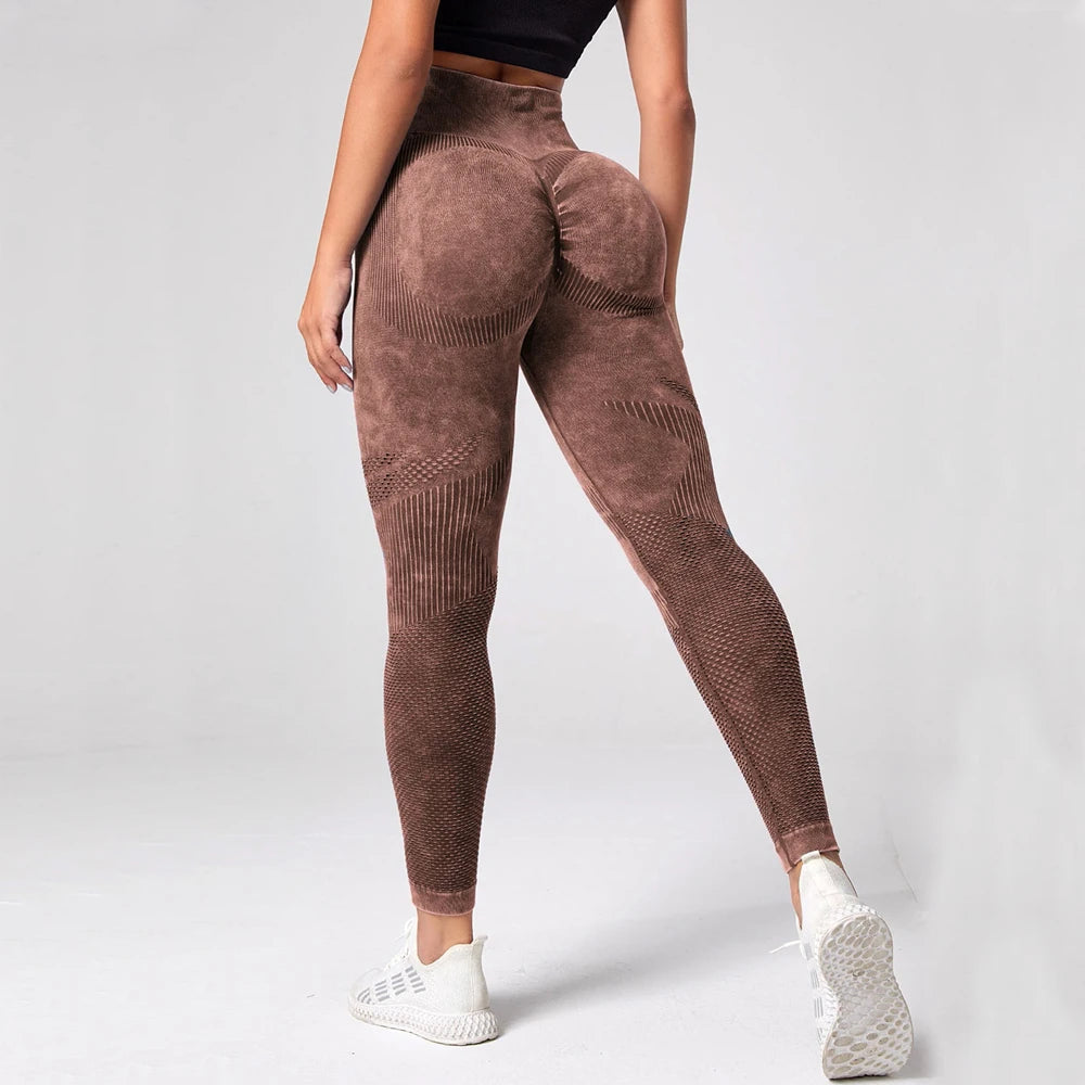 Women Leggings Washing Yoga pants Bubble Butt Push Up Fitness Legging High Waist Scrunch Tights Gym Seamless Leggings