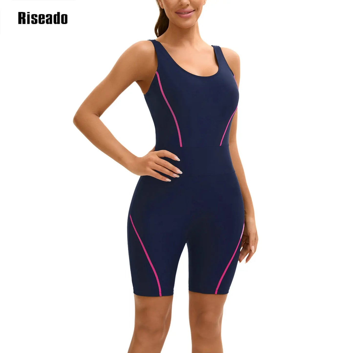Women's Boyleg Sport One Piece Swimsuit Sleeveless Athletic Swimwear Training Bathing Suit