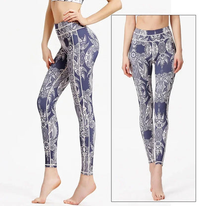 Cloud Hide Yoga Pants Sports Leggings Women High Waist Trainer Long Tights Flower Push Up Running Trouser Workout S- XL