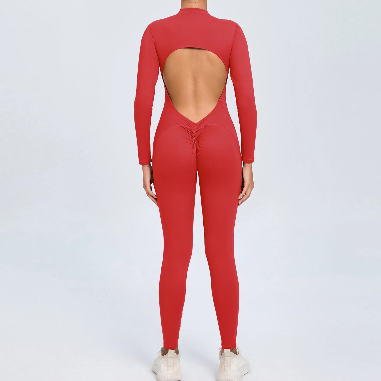 Women Long Sleeve Zipper Jumpsuit One-Piece Zipper Yoga Set Gym Push Up Workout Clothes Fitness Bodysuit Sportswear