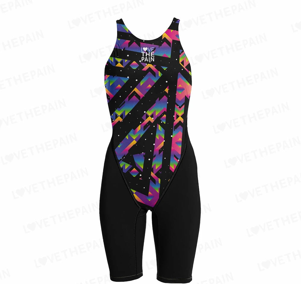 Tech Suit Coloured Designs Competition Training Swimwear Tech Suits Neck To Knee ...