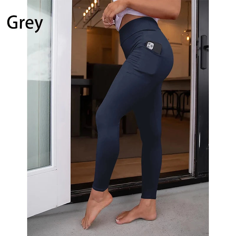High Quality Women Elastic Pocket Pants Fashion High Waist 3D Printing Stretch Fitness Girls Leggings