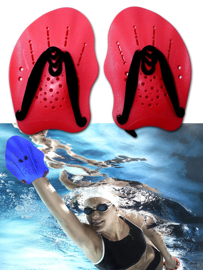 1 pair of swimming training paddles, swimming training paddles with adjustable silicone straps, snorkeling and diving gloves