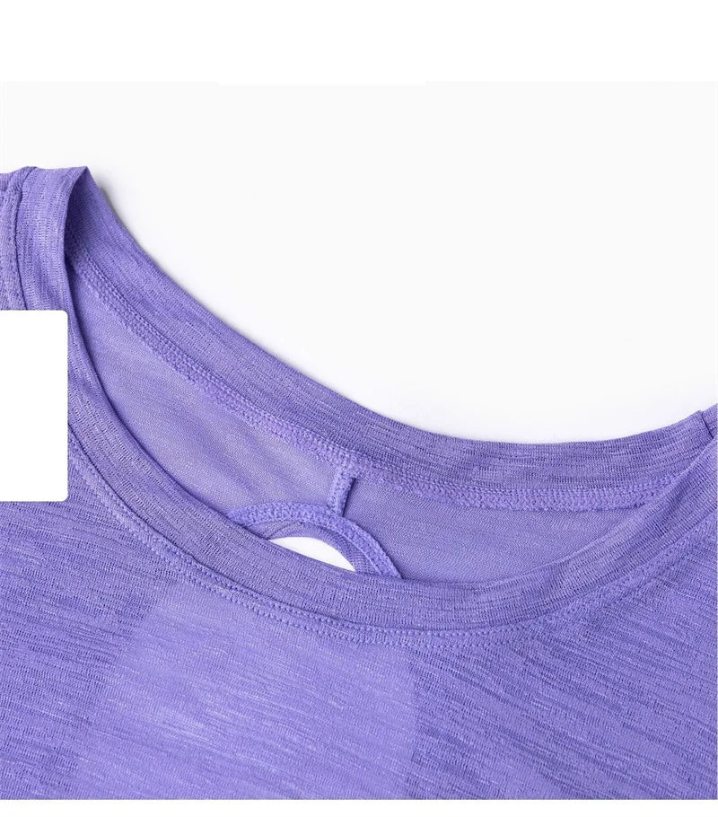 Aiithuug Breathable Mesh Yoga Short Sleeve Crisscross Back Yoga Short Sleeve Blouse Quick Dry Gym Shirt Casual Cutout Back Yoga