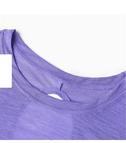 Aiithuug Breathable Mesh Yoga Short Sleeve Crisscross Back Yoga Short Sleeve Blouse Quick Dry Gym Shirt Casual Cutout Back Yoga